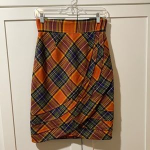 Anthropologie Easy Keeper Orange Plaid Skirt - Plenty by Tracy Reese SZ 2